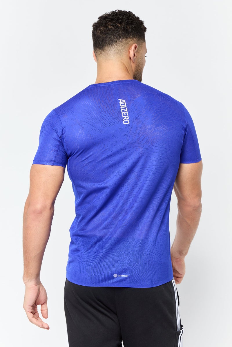 Adidas Men Slim Fit Short Sleeve Training T-Shirt, Blue - Image 4