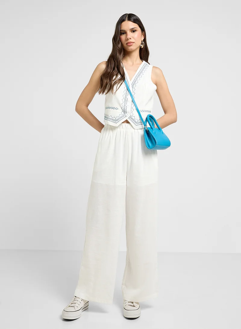 جينجر Printed Waistcoat & Straight Fit Pants Co-Ord Set