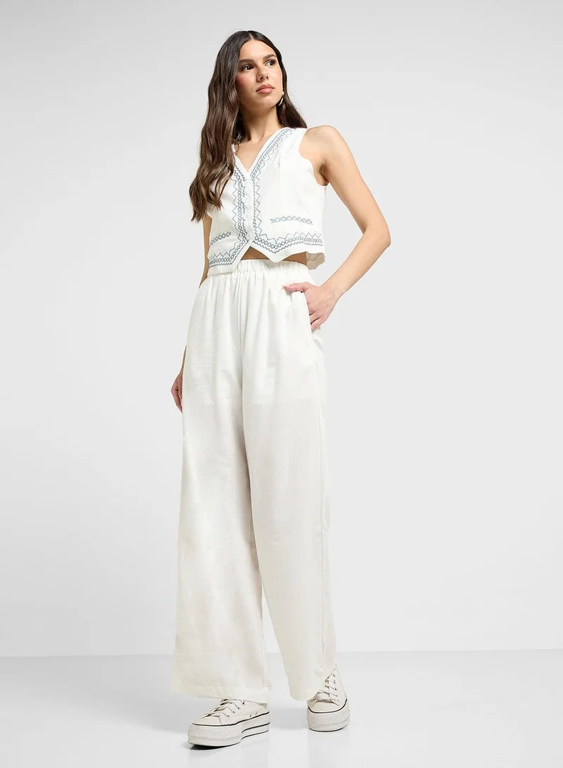 Printed Waistcoat & Straight Fit Pants Co-Ord Set
