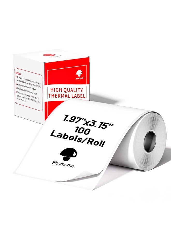 phomemo Thermal Labels Sticker Label For M110M221M220M120M200 Label Printer1.97X3.15(50X80Mm)100 Labelsroll Black On White - Image 1