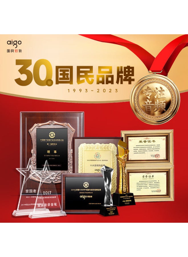 aigo مسجل صوت احترافي مع تقليل الضوضاء عالي الدقة، عمر بطارية طويل يصل إلى 60 ساعة للتعلم، التدريب، الاجتماعات التجارية، والمقابلات - Image 3
