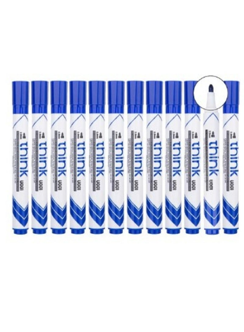 Deli Whiteboard Marker 2.0mm Blue 12 Pcs Bullet Tip - Image 1