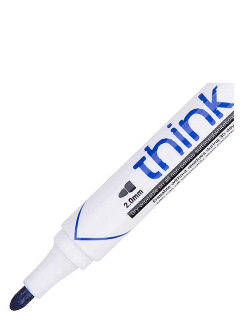 Deli Whiteboard Marker 2.0mm Blue 12 Pcs Bullet Tip - Image 3