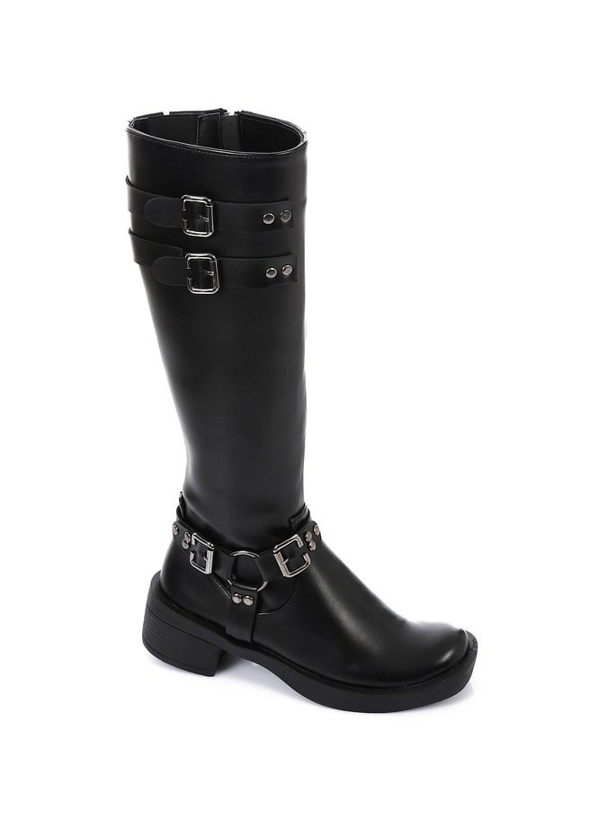 Mr.joe Adorned Boots With Buckles -Black 3003  - Image 1