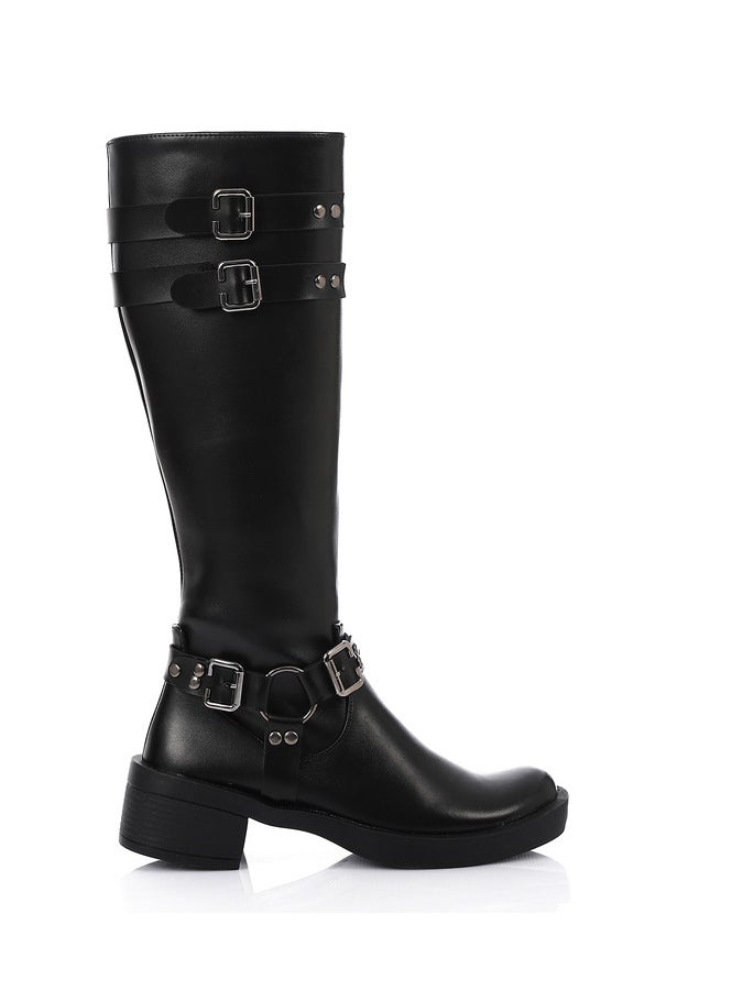 Mr.joe Adorned Boots With Buckles -Black 3003  - Image 2