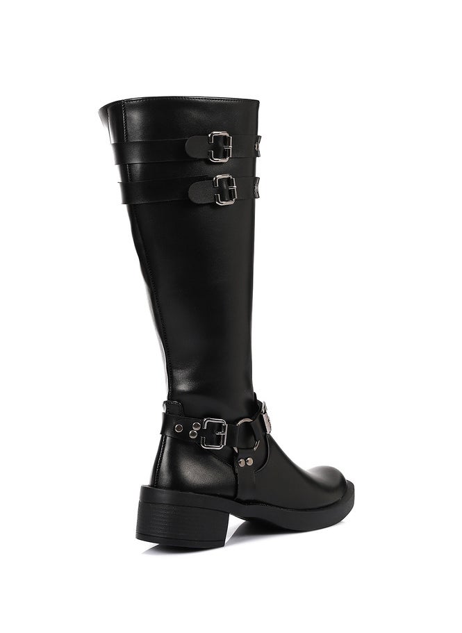 Mr.joe Adorned Boots With Buckles -Black 3003  - Image 3