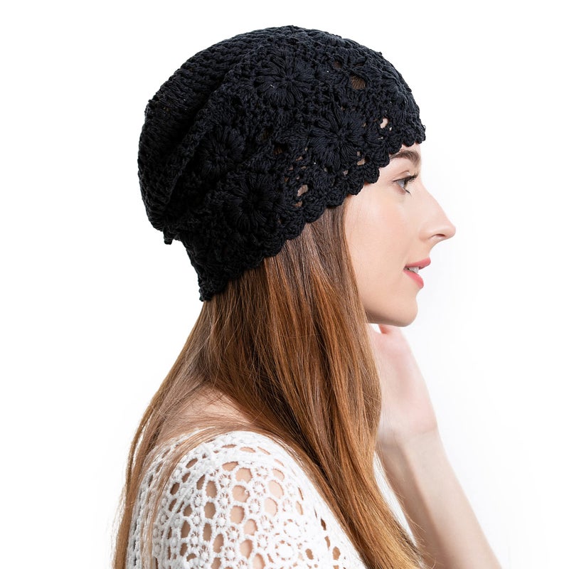 ZLYC Women's Beanie, Solid Black, one Size fits Most - Image 1