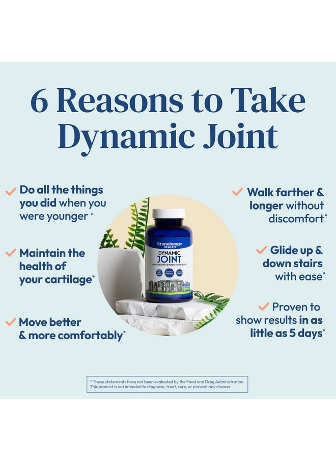 Stonehenge Health - Stonehenge Health Dynamic Joint Supplement - Comfort, Mobility, Flexibility with AprèsFlex Boswellia, MSM, Collagen, Bromelain, Turmeric, Vitamin C, D3 (60 Capsules) - Image 1