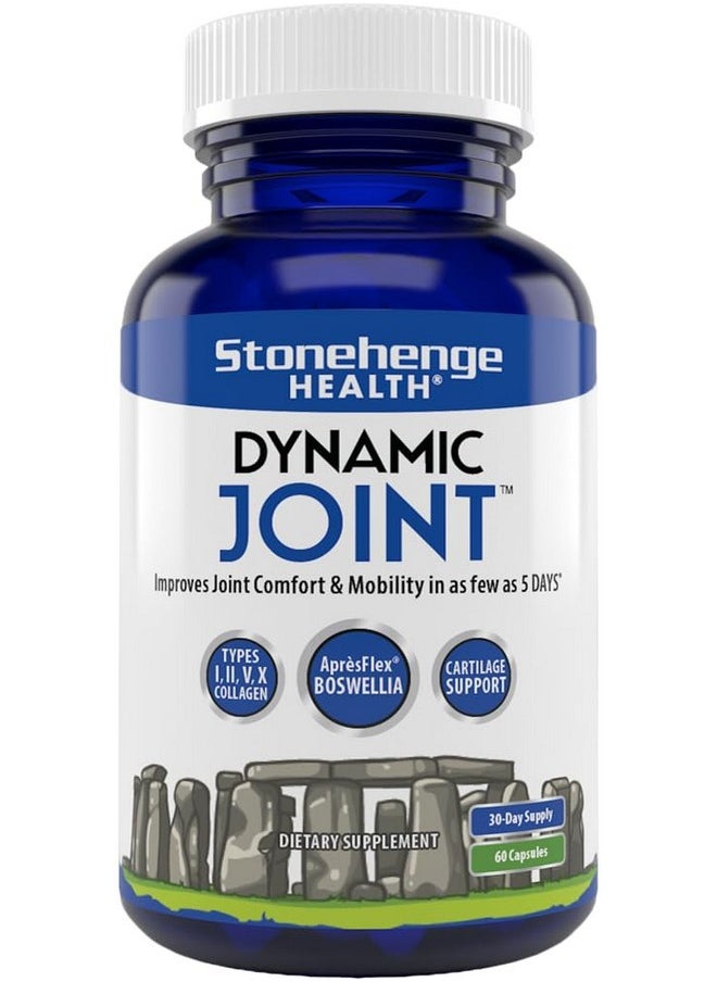 Stonehenge Health - Stonehenge Health Dynamic Joint Supplement - Comfort, Mobility, Flexibility with AprèsFlex Boswellia, MSM, Collagen, Bromelain, Turmeric, Vitamin C, D3 (60 Capsules) - Image 1