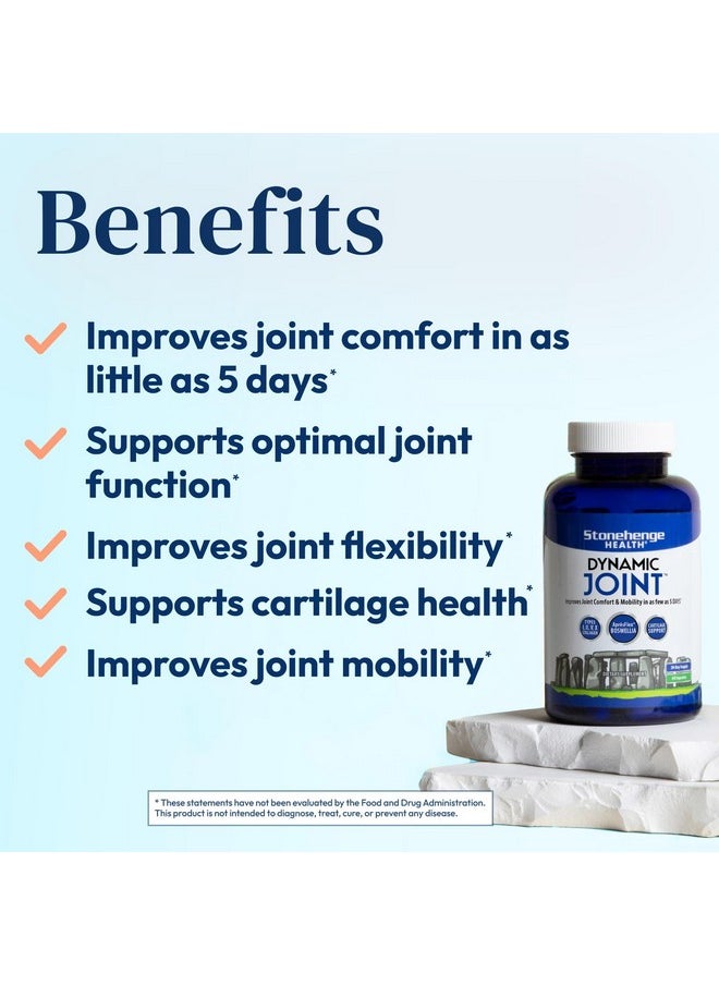 Stonehenge Health - Stonehenge Health Dynamic Joint Supplement - Comfort, Mobility, Flexibility with AprèsFlex Boswellia, MSM, Collagen, Bromelain, Turmeric, Vitamin C, D3 (60 Capsules) - Image 1