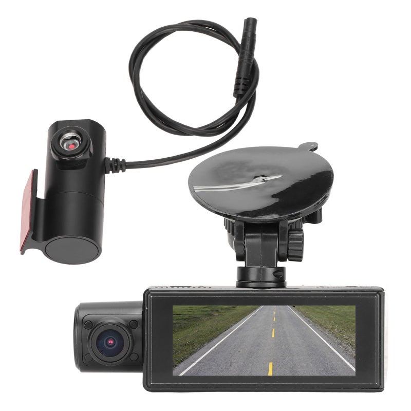 كاميرا dash cam ثلاثية القنوات مع GPS لتسجيل السيارة، زاوية أمامية 170 درجة وزاوية داخلية 170 درجة وزاوية خلفية 140 درجة بدقة 1080p - تسجيل حلقي، رؤية ليلية، وضع الركن لحماية شاملة - Image 5