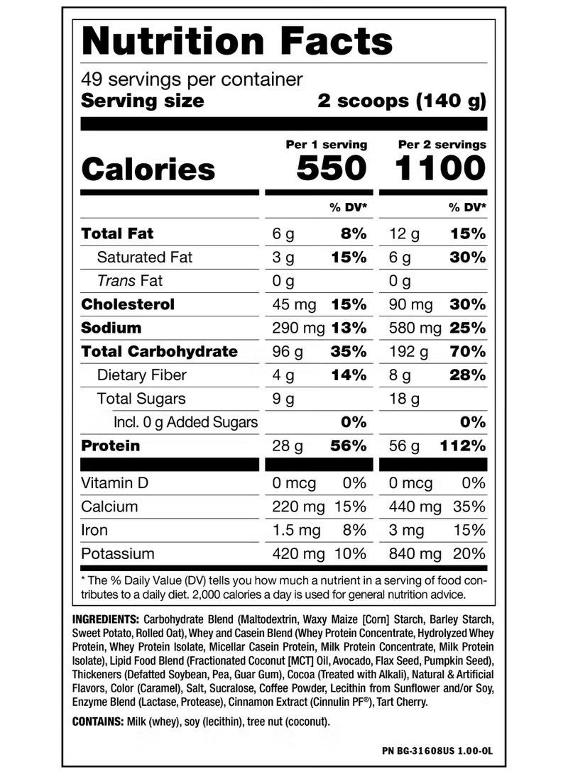 Mutant The Original Mass Gainer Chocolate Fudge Brownie 6.8kg – High-Calorie Muscle Mass Weight Gainer - Image 2