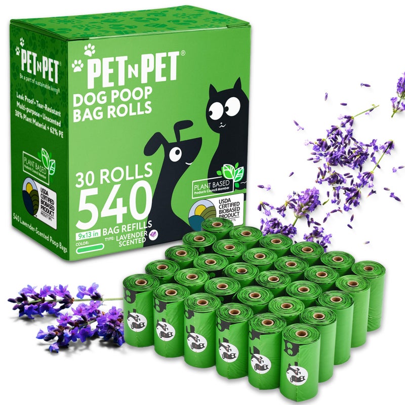 Pet N Pet Poop Bags For Dogs Green 540 Counts Lavender Scented Dog Poop Bags Rolls Dog Bag Pet Waste Bag