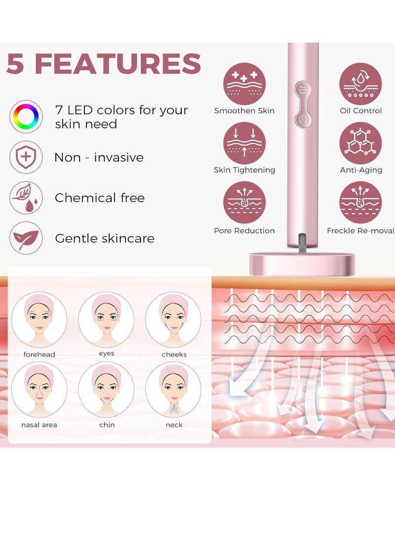 general Led Light Therapy Wand, 7 Color Face Skincare Wand with Facial Massager LED Face Skin Rejuvenation for Face,Neck,Eye Skincare Equipment Red Light Wand - Image 5
