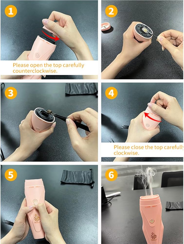 مبخرة كهربائية محمولة على شكل مشط، مبخرة بخور USB، مبخرة للشعر (وردي) - Image 2