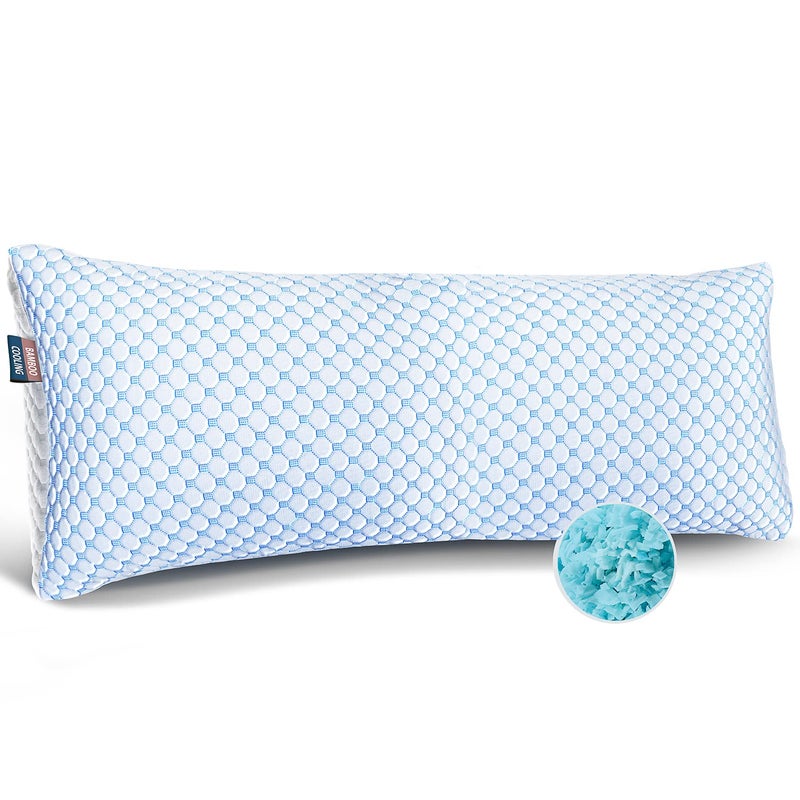 Nestl Cooling Body Pillow for Sleeping 1 Pack Luxury Shredded Memory Foam Body Pillows Adjustable Cold Gel Pillows for Hot Sleepers Supportive Long Pillow for Bed Side Back Stomach Sleepers