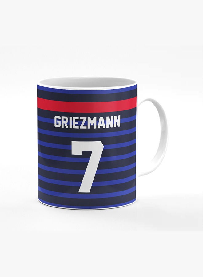 Stylizedd Designer Printed Coffee Mug with Heavy Duty Handle 11oz Ceramic Personalised Gift Mugs Cup [Microwave Safe & Dishwasher Proof] -Football Team - France Player Name - Griezmann - Image 1