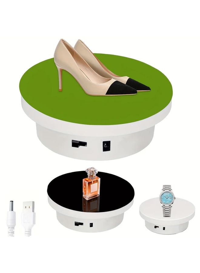 5 5 Inch Electric Rotating Display Turntable With Reflection Board And Green Background Pad - Image 1