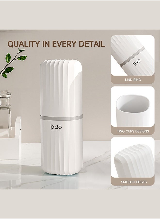 BDO Travel Toothbrush Case, 2 in 1 Dustproof Toothbrush Cover and Rinse Cup, Large Capacity Toothbrush Cup, Portable Storage Container for Business, Camping, School, Trip