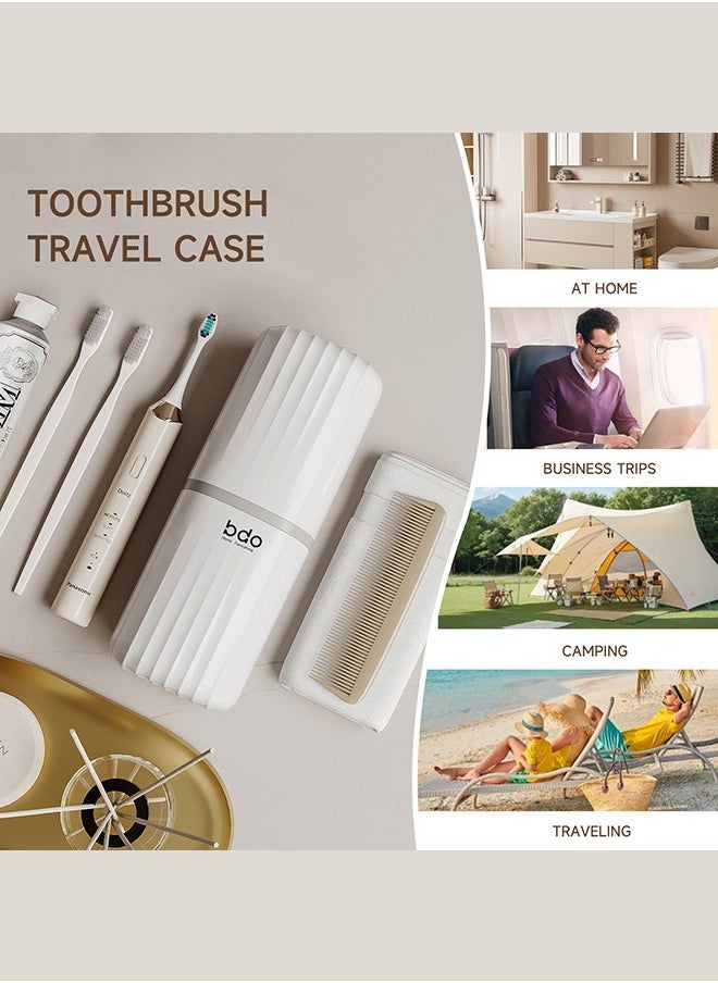 BDO Travel Toothbrush Case, 2 in 1 Dustproof Toothbrush Cover and Rinse Cup, Large Capacity Toothbrush Cup, Portable Storage Container for Business, Camping, School, Trip