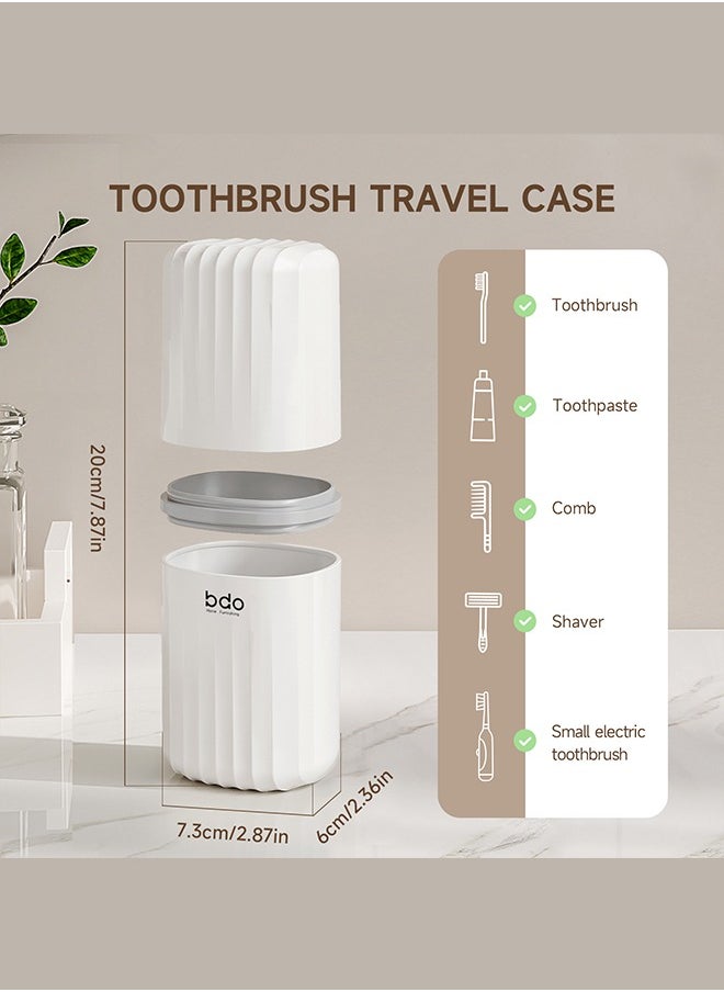 BDO Travel Toothbrush Case, 2 in 1 Dustproof Toothbrush Cover and Rinse Cup, Large Capacity Toothbrush Cup, Portable Storage Container for Business, Camping, School, Trip