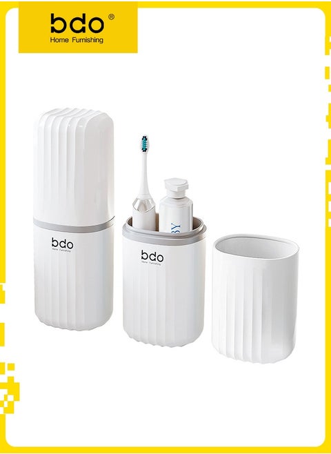 BDO Travel Toothbrush Case, 2 in 1 Dustproof Toothbrush Cover and Rinse Cup, Large Capacity Toothbrush Cup, Portable Storage Container for Business, Camping, School, Trip