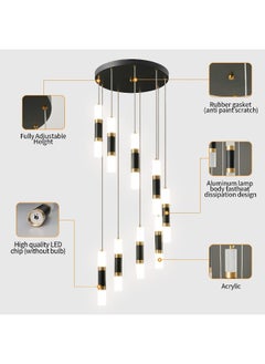 Liangmh Liangmh 9-Light Modern Kitchen Island Dimmable Led Modern Black Gold Ceiling Pendant Light Living Room Bedroom Foyer Led 54W Stairs Large Chandelier - pzsku/Z0AFE7C732DC4C20F5311Z/45/_/1722841349/63404634-6dfb-4669-8d77-81fb37a9d705