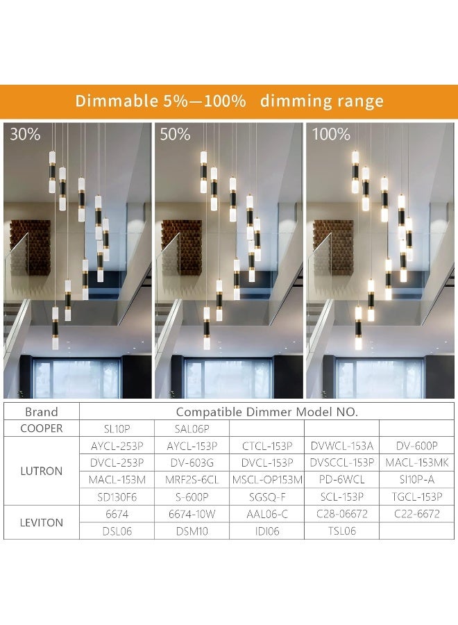 Liangmh Liangmh 9-Light Modern Kitchen Island Dimmable Led Modern Black Gold Ceiling Pendant Light Living Room Bedroom Foyer Led 54W Stairs Large Chandelier - Image 5
