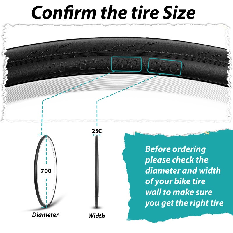 MOHEGIA Road Bike Tire 700Cx25C/25-622 mm Folding Bicycle Replacement Tire for On City Road Riding - Image 3