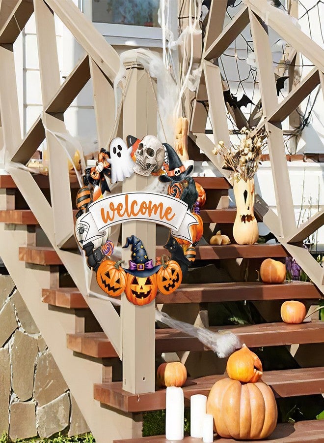 Sophena Halloween Decoration Wooden Ghost Door Wreath for Front Door Sign Wall Signs, Pumpkin Bat Black Cat Happy Halloween Sign Hanging for Home Wall Decor Party Outdoor Indoor Supply - Image 5