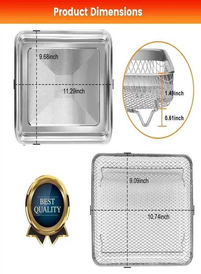 GWY Air Fryer Tray Replacement for Cuisinart TOA-28 AFR-25 Toaster Air Fryer Convection Oven, 11.29 * 9.68'' Non-stick Mesh Air Fryer Steel Basket Wire Rack Accessories Parts, Dishwasher Safe - Image 3
