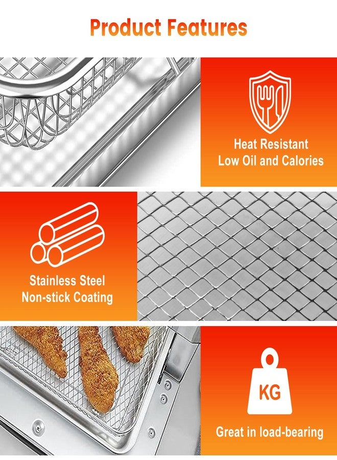 GWY Air Fryer Tray Replacement for Cuisinart TOA-28 AFR-25 Toaster Air Fryer Convection Oven, 11.29 * 9.68'' Non-stick Mesh Air Fryer Steel Basket Wire Rack Accessories Parts, Dishwasher Safe - Image 5