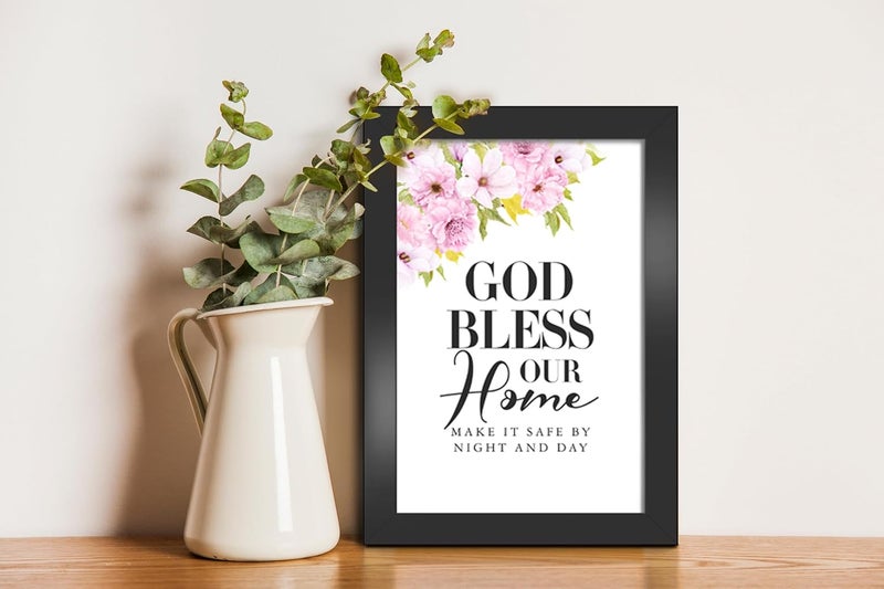Elben Creatives God bless our home Make it safe by night and day Photo FrameChristian Home Decor - Image 2