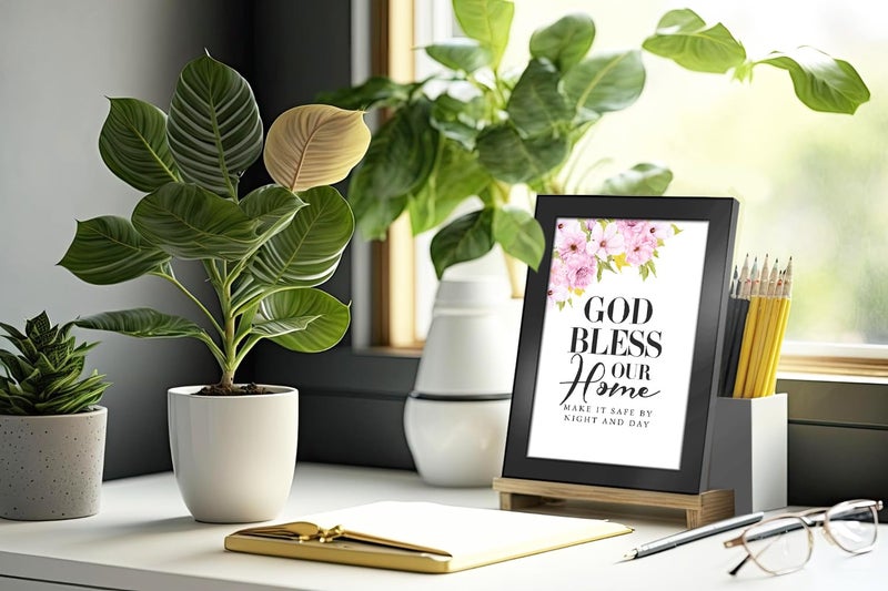 Elben Creatives God bless our home Make it safe by night and day Photo FrameChristian Home Decor - Image 3