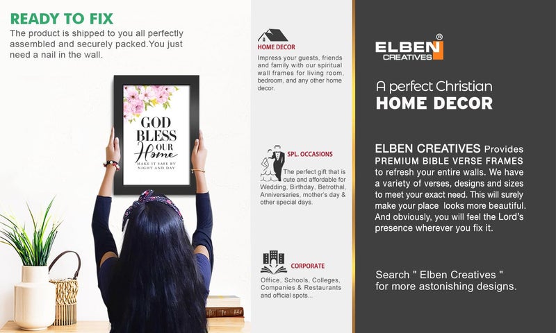 Elben Creatives God bless our home Make it safe by night and day Photo FrameChristian Home Decor - Image 5