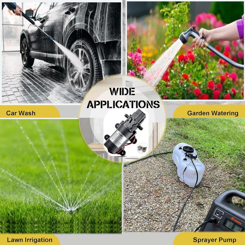 bayite 12V DC Water Transfer Pump with 2 Hose Clamps 12 Volt Diaphragm Pump Self Priming Sprayer Pump with Pressure Switch 4.5 L/Min 1.2 GPM 80 PSI for Weed ATV Marine Boat - Image 5