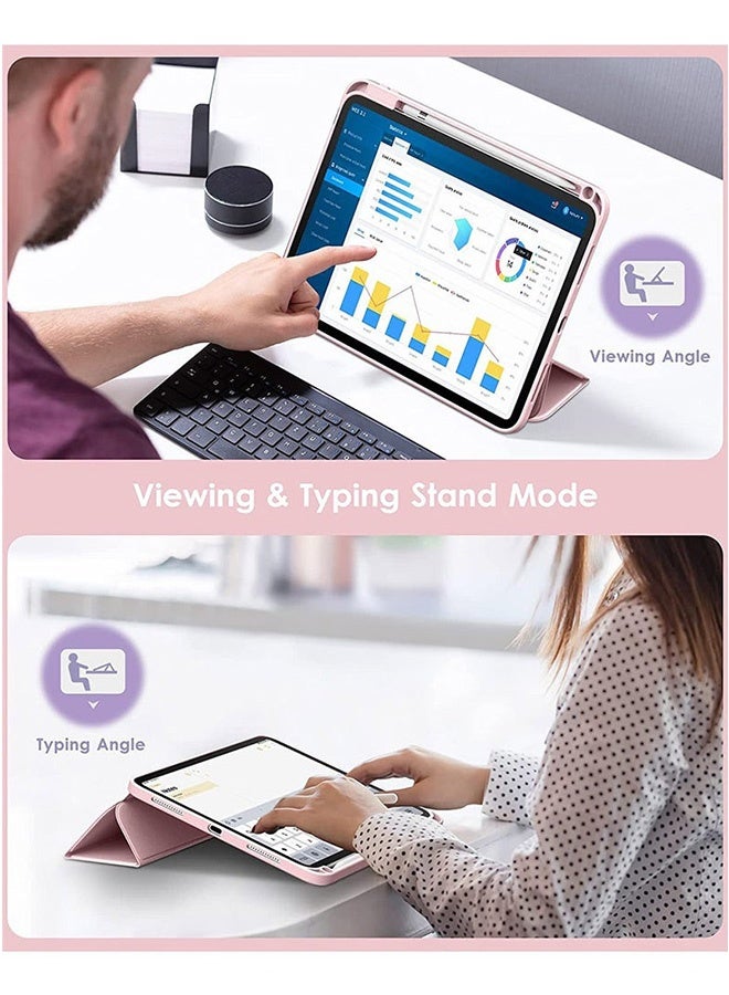 غنافوتو حافظة لأجهزة iPad (A16) 11 بوصة 2025 11 بوصة / iPad 10.9 بوصة 2022 غلاف خلفي شفاف وشفاف مع حامل قلم رصاص، حامل ثلاثي الطيات، إيقاظ تلقائي أثناء النوم - Image 4