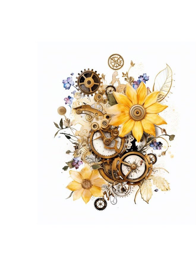 Dopetattoo 6 Sheets Temporary Tattoos Mechanic Punk Clockwork Butterflies Wildflowers Temporary tattoo Neck Arm Chest for Women Men Adults - Image 1
