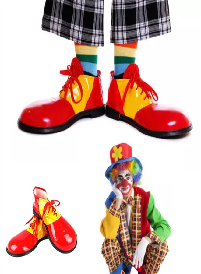Excefore أحذية مهرج كبيرة إكسيفور، أحذية مهرج ملونة، أحذية مضحكة لملابس الدمى في السيرك، أحذية دائرية للبالغين من الجنسين لزينة الحفلات والكوسبلاي - Image 1