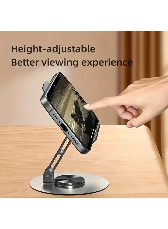 M11 Adjustable Phone Holder for Desk, 360° Rotating & Foldable Mobile Stand, Portable Tablet Holder Compatible with All Smartphones, Anti-Slip Base, Perfect for Office, Home & Kitchen – Black - Image 3