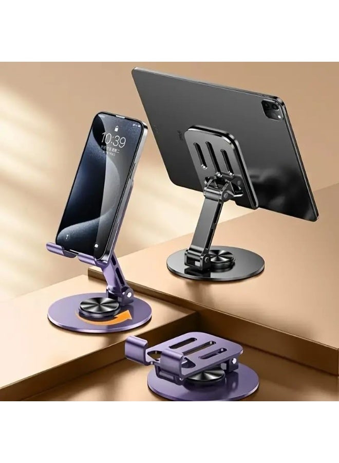 M11 Adjustable Phone Holder for Desk, 360° Rotating & Foldable Mobile Stand, Portable Tablet Holder Compatible with All Smartphones, Anti-Slip Base, Perfect for Office, Home & Kitchen – Black - Image 5