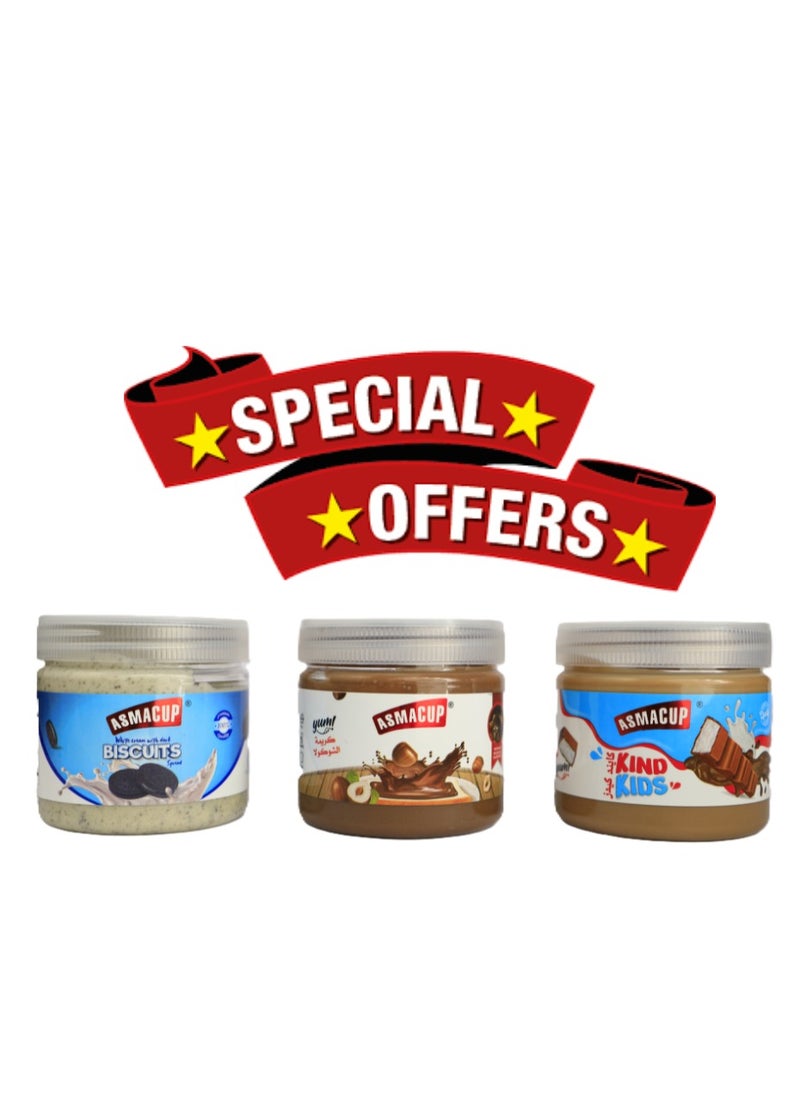 ASMACUP - Special offer 3 Pcs (Oreo spread 200 & kinder spread 200 & chocolate Spread 200 Gm - Image 1