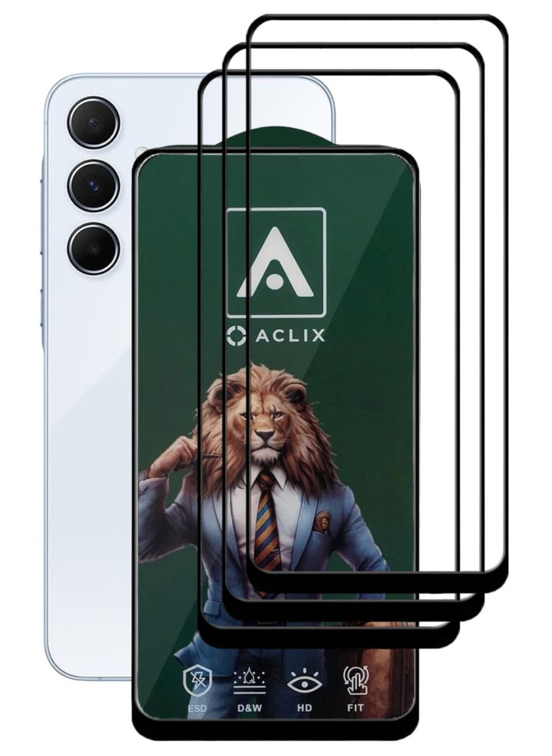 ACLIX 3 Pieces Antistatic ESD Dustproof Premium Quality High Definition Tempered Glass Screen Protector Designed For Samsung Galaxy A55 - Image 1