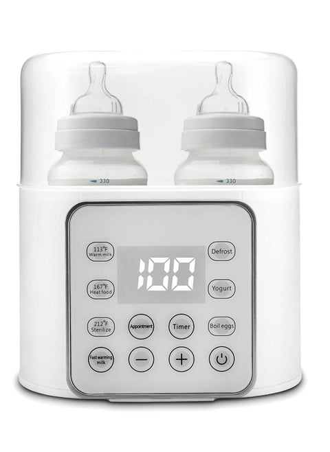 Baby Bottle Warmer, 9 in1 Fast Milk Warmer Babies Food Heater and Defrost, Double Bottle Warmer with BPA-Free, LCD Display, Timer and 24H Temperature Control for Breastmilk and ​Formul