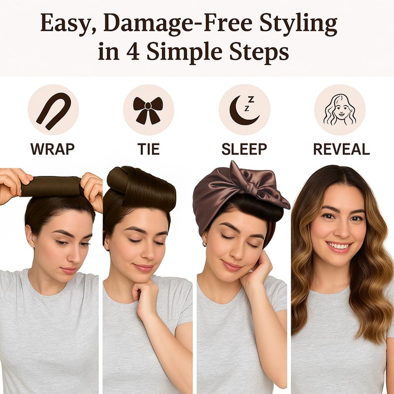 VISOFO Overnight Blowout Rods | Heatless Curls for Long or Short Hair Rollers Blow Out Curling Rod No Heat Flexi Foam Tubes Silk Satin Velvet Soft Curlers to Sleep In Tools Set by VISOFO (Black, 3 Set) - Image 2
