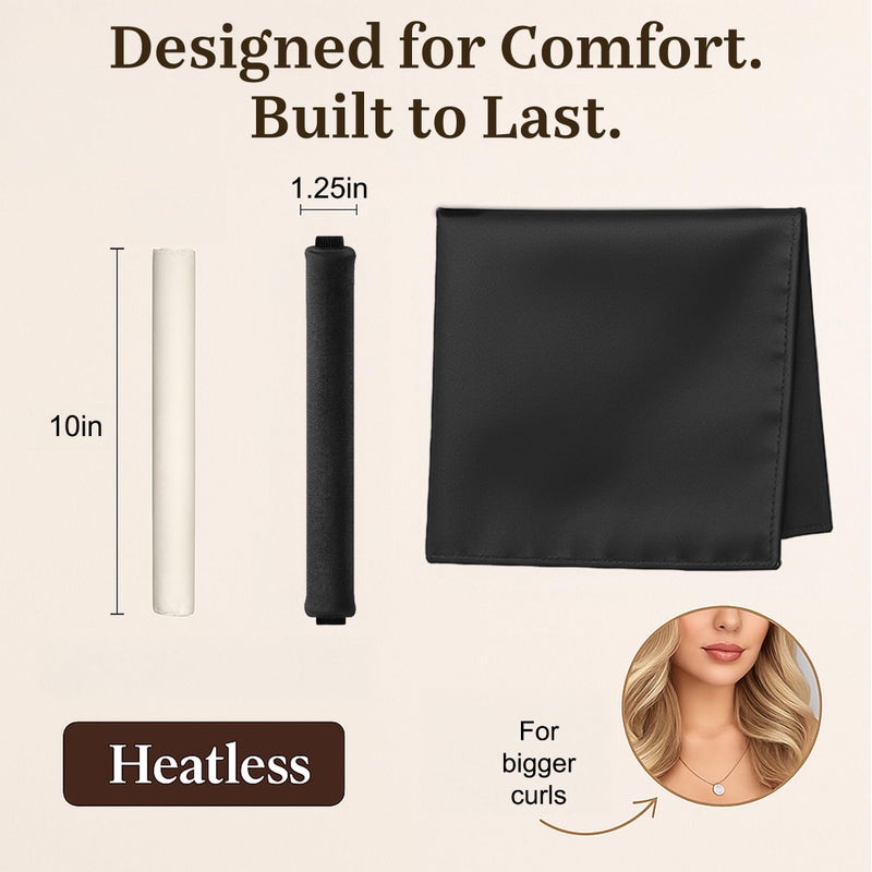 VISOFO Overnight Blowout Rods | Heatless Curls for Long or Short Hair Rollers Blow Out Curling Rod No Heat Flexi Foam Tubes Silk Satin Velvet Soft Curlers to Sleep In Tools Set by VISOFO (Black, 3 Set) - Image 4