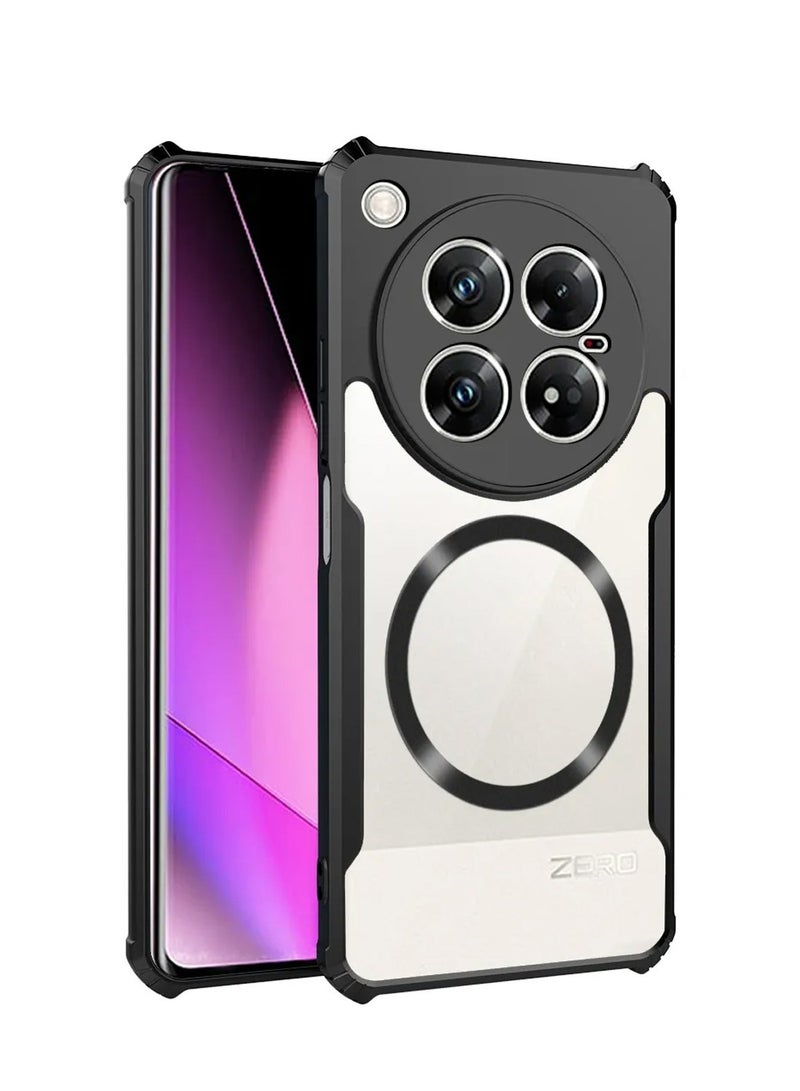 Techie غطاء إنفينكس زيرو 40 5G - غطاء بامبر TPU مع حماية الكاميرا ضد الاصفرار خلفية شفافة مضادة للصدمات زوايا وسادة هوائية وحلقة معدنية مغناطيسية دعم - أسود شفاف - Image 1