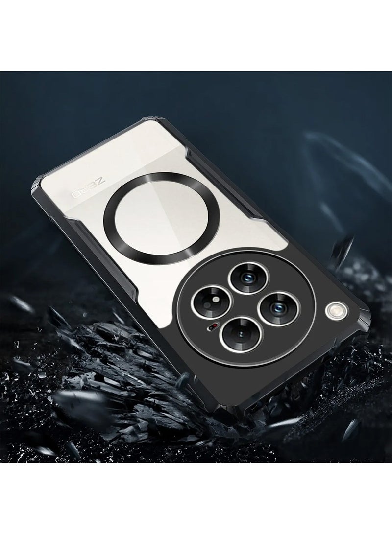 Techie غطاء إنفينكس زيرو 40 5G - غطاء بامبر TPU مع حماية الكاميرا ضد الاصفرار خلفية شفافة مضادة للصدمات زوايا وسادة هوائية وحلقة معدنية مغناطيسية دعم - أسود شفاف - Image 4