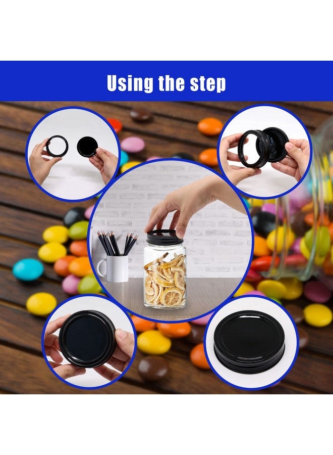 BENLIUDH Canning Lids and Rings, 2 3/4 Inches Reusable Mason Jar Lids Regular Mouth Compatible with Ball or Kerr Jars Set of 10 (10 Lids+10 Rings,Black)  - Image 2