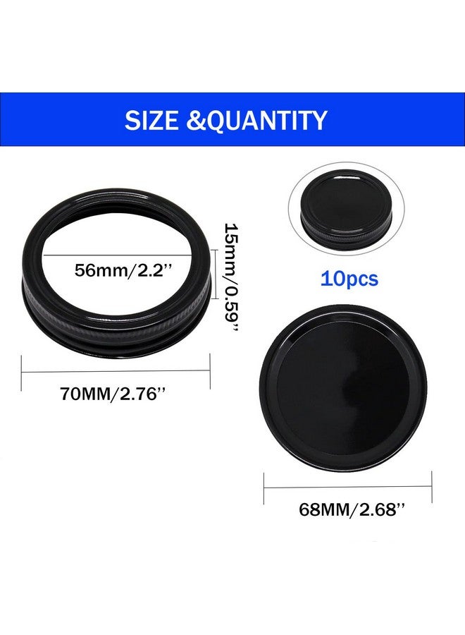 BENLIUDH Canning Lids and Rings, 2 3/4 Inches Reusable Mason Jar Lids Regular Mouth Compatible with Ball or Kerr Jars Set of 10 (10 Lids+10 Rings,Black)  - Image 3